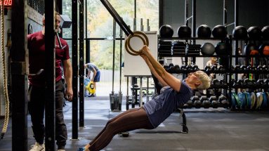 Female strength training with a Suspension Training Device at NK Fitness, Ascot